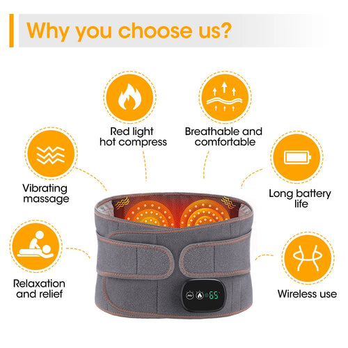 Premium Heat Therapy Lumbar Brace Support Massager